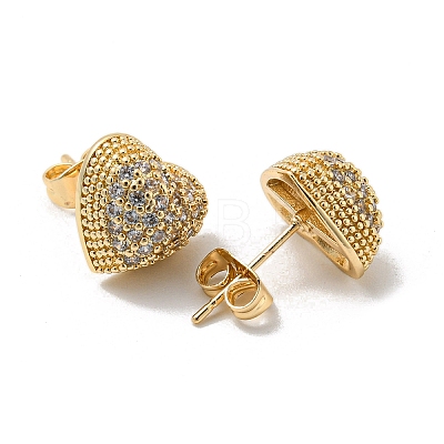 Brass with Clear Cubic Zirconia Stud Earrings EJEW-B035-06KCG-1