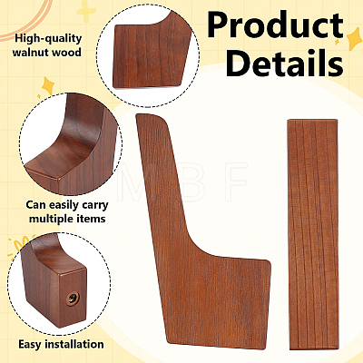 8Pcs Wooden Wall-mounted Coat Rack AJEW-DR0003-08-1