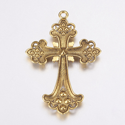 Alloy Rhinestone Cross Big Pendants ALRI-1475-AG-NR-1