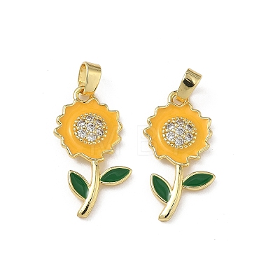Brass Micro Pave Cubic Zirconia Pendants KK-F924-15G-1