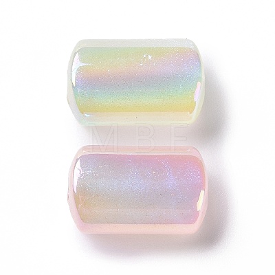 UV Plating Rainbow Iridescent Luminous Acrylic Beads OACR-E010-09-1