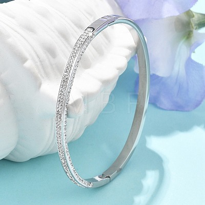 304 Stainless Steel Rhinestone Bangles for Women BJEW-Z092-12P-1