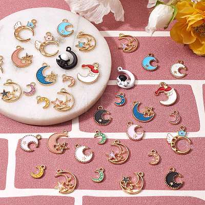 40Pcs 20 Styles Golden Alloy Enamel Pendant sgENAM-SZ0002-11-1