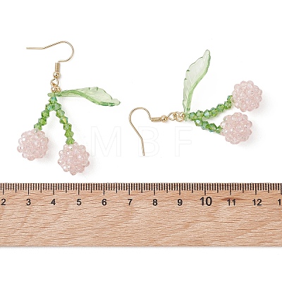 Cherry Glass Seed Beads & Acrylic Dangle Earrings EJEW-MZ00699-01-1