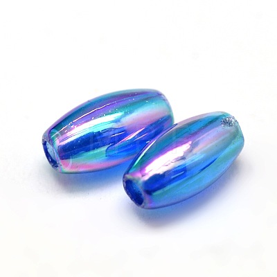AB Color Plated Rice Electroplated Eco-Friendly Transparent Acrylic Beads X-PACR-I002-27-1