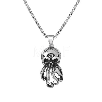 Octopus Skull Alloy Pendant 667 Stainless Steel Box Chain Necklaces for Men FS-WGDB212-01-1