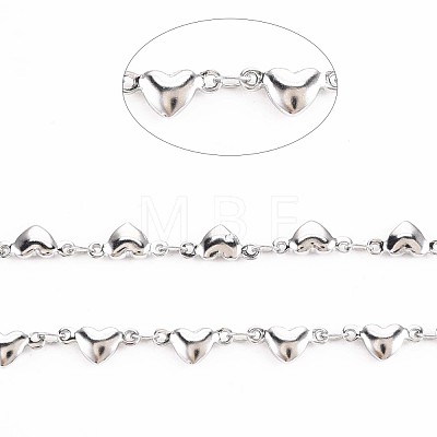 201 Stainless Steel Heart & Oval Link Chains STAS-N092-116-1