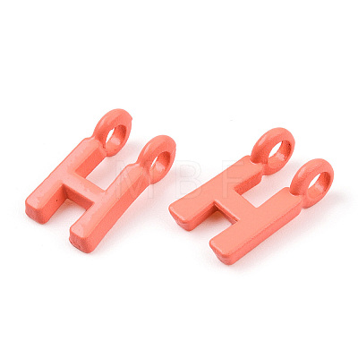 Rack Plating Spray Painted Alloy 2-Loop Link Pendants PALLOY-N176-01H-1