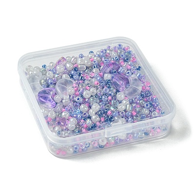 12Pcs 4 Style Moon & Star Transparent Spray Painted Glass Beads GLAA-FS0001-67-1