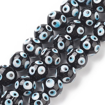 Handmade Evil Eye Lampwork Beads Strands LAMP-F027-04-1