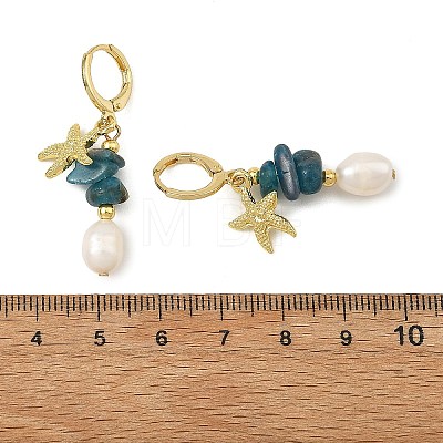 Ocean Brass Leverback Earrings EJEW-JE07463-1