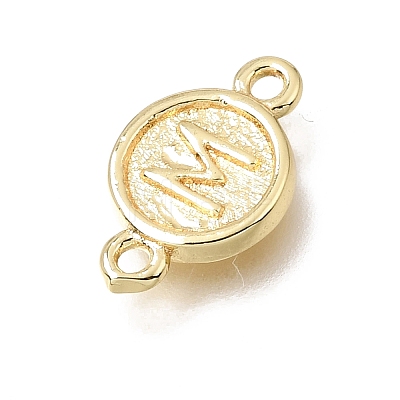 Brass Disc with Initial Links Connector Charms KK-E802-36G-M-1