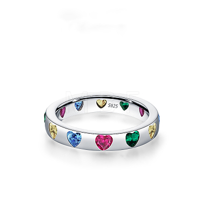 925 Sterling Silver Micro Pave Colorful Cubic Zirconia Finger Rings FS-WGC9F63-15-1
