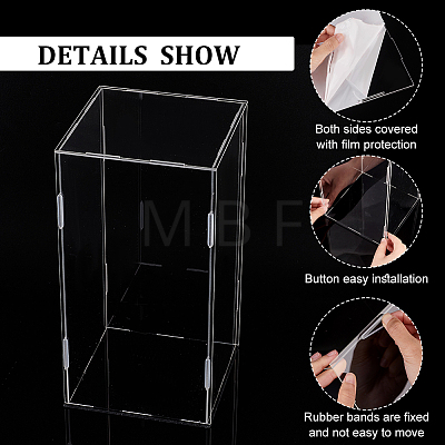 Rectangle Transparent Acrylic Minifigures Display Boxes with Black Base ODIS-WH0030-51E-1