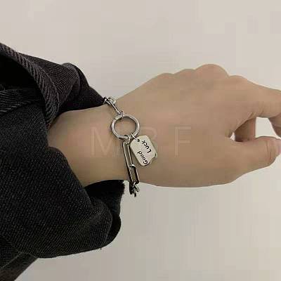 201 Stainless Steel Good Luck Word Charm Bracelets FS-WG4BBAD-01-1