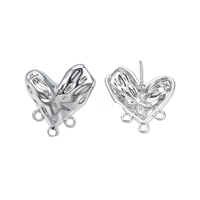 Brass Heart Stud Earring Findings KK-N232-440P-1