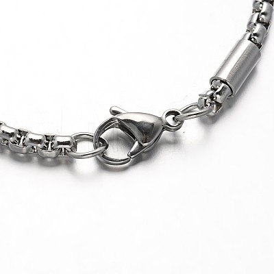 304 Stainless Steel Box Chain Bracelets BJEW-M125-01P-1