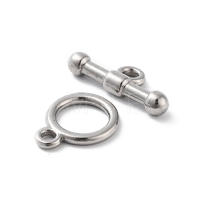 Non-Tarnish 304 Stainless Steel Ring Toggle Clasps X-STAS-A092-09G-P-1