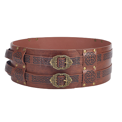 Vintage PU Leather & Alloy Viking Chain Belts for Men AJEW-WH0077-132B-1