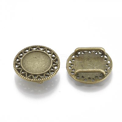 Tibetan Style Alloy Slide Charms Cabochon Settings X-TIBE-Q086-038AB-FF-1