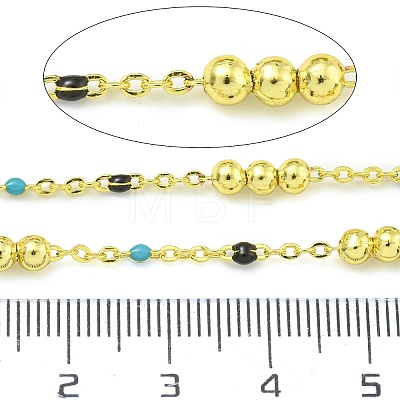 Brass Enamel Round Beaded Link Chain CHC-G022-07G-09-1