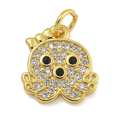 Marine Theme Rack Plating Brass Micro Pave Cubic Zirconia Pendants KK-I718-28G-03-1