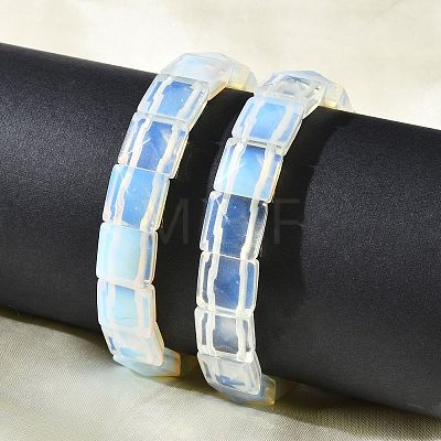 Square Opalite Beads Stretch Bracelets for Women Men BJEW-C097-06X-1