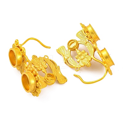 Flower Brass Earring Hooks with Round Tray KK-G502-23C-G-1