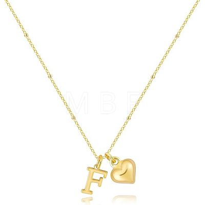 Brass Initial and Heart Pendant Necklaces for Women FS-WG01F32-06-1