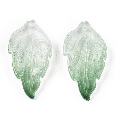 Baking Painted Transparent Glass Petal Beads DGLA-N004-07-1