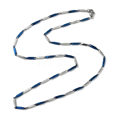 201 Stainless Steel Bar Link Chain Necklaces for Men Women NJEW-G112-07B-BLP-1