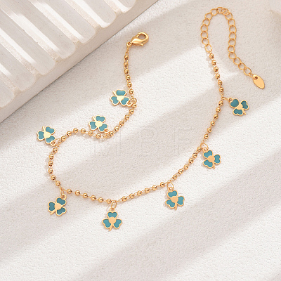 Fashionable Brass Enamel Flower Pendant Anklets for Women KA8156-2-1