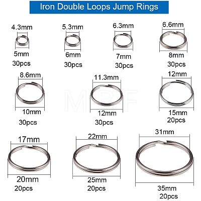 Iron Double Loops Jump Rings Split Rings and Iron Split Key Rings PH-IFIN-G079-05P-1