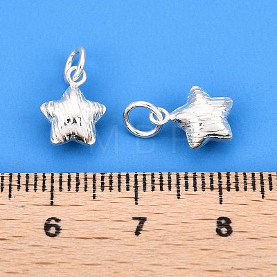 Textured 925 Sterling Silver Star Charms STER-T007-82S-1