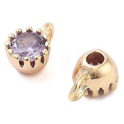 Brass Micro Pave Cubic Zirconia Charms KK-U028-19G-03-1