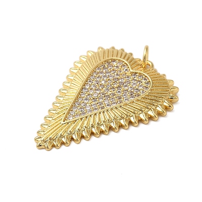 Rack Plating Brass Micro Pave Cubic Zirconia Pendants KK-P279-05B-G-1