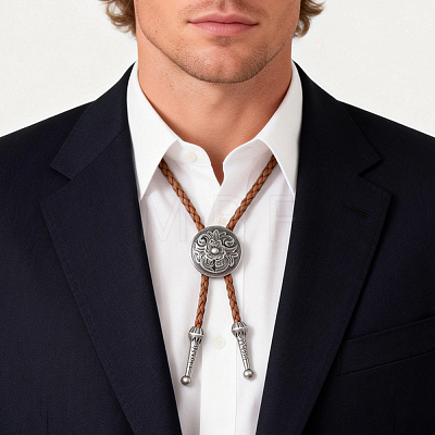 1Pc PU Imitation Leather Braided Cord Lariat Necklaces NJEW-CL0001-36-1