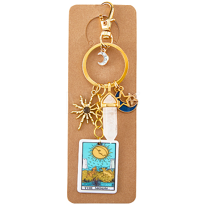 1Pc Rectangle Alloy & Enamel & Acrylic Keychains KEYC-BM0001-26C-1