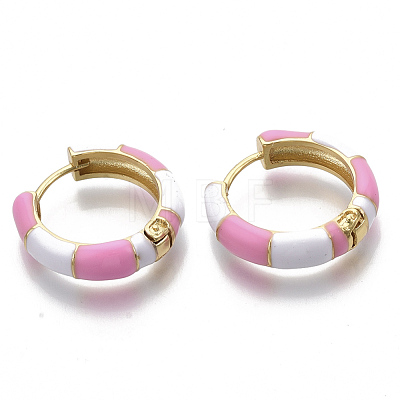 Brass Huggie Hoop Earrings EJEW-S209-08-1