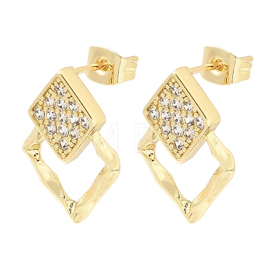 Brass Micro Pave Cubic Zirconia Stud Earrings KK-CBA5B62-03A-G-1