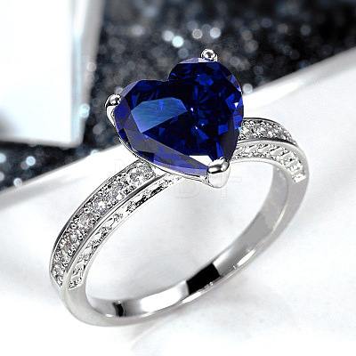 Brass Micro Pave Cubic Zirconia Finger Rings for Women FS-WGC99AF-14-1