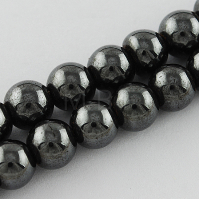 Magnetic Synthetic Hematite Beads Strands G-Q893-4mm-1