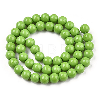 Opaque Solid Color Glass Beads Strands GLAA-T032-P8mm-06-1