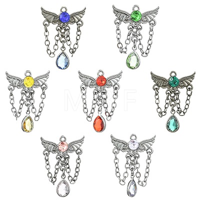 14Pcs 7 Colors Alloy with Resin Rhinestone Pendants FIND-CJ0005-95-1