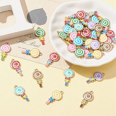 40Pcs 8 Styles Alloy Enamel Pendants ENAM-CJ0005-19-1