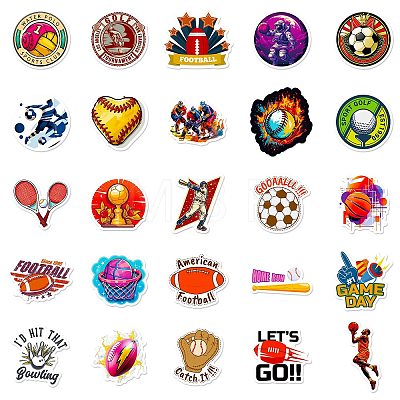 50Pcs Sport Ball PP Waterproof Sticker Labels PW-WG71457-01-1