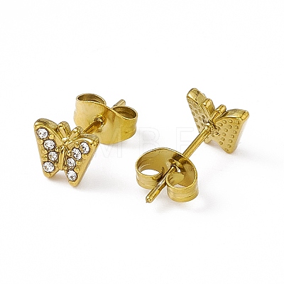 Crystal Rhinestone Butterfly Stud Earrings EJEW-P212-18G-1