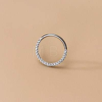 F136 Titanium Alloy Micro Pave Clear Cubic Zirconia Cartilage Earrings WG72C09-05-1-1