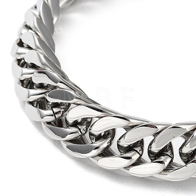 304 Stainless Steel Cuban Link Chains Bracelets for Men & Women BJEW-D031-12P-1