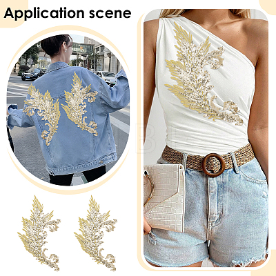 Gold and Silver Thread Silk Embroidered Sequins DIY-WH0816-144A-1